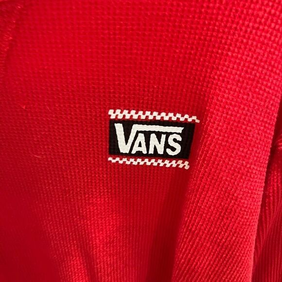 Vans Red Crew Neck Sweater with Bold Logo and Checkered Design Medium #338 - Picture 3 of 5